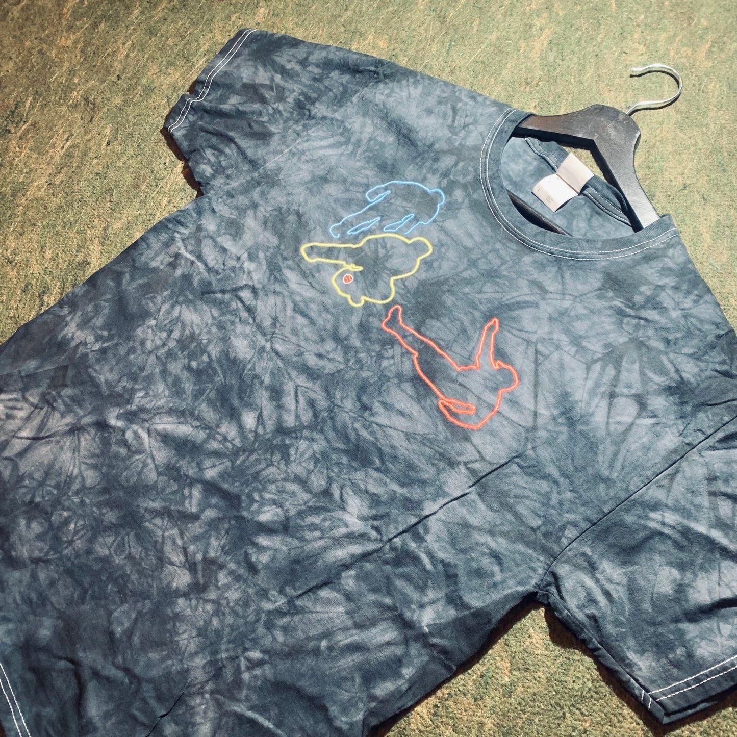 Neon Baseball - Black Acid Wash Tee